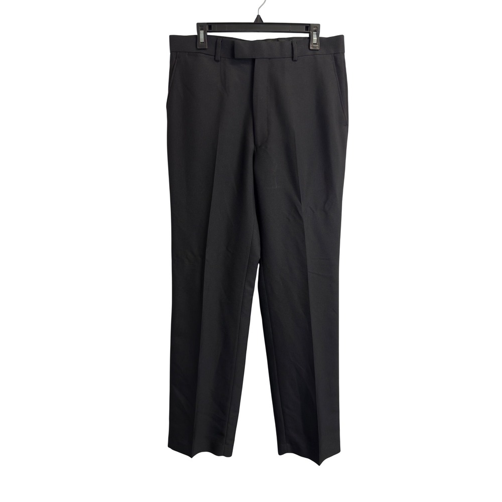 JF J.Ferrar Mens Black Dress Pants Flat Front Trousers 34x34 Modern Fit
